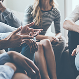 A close-up view of a group discussion.